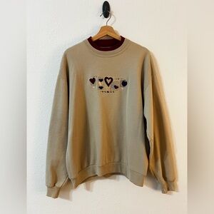 90s y2k jerzees granny grandma double crewneck sweatshirt heart embroidery